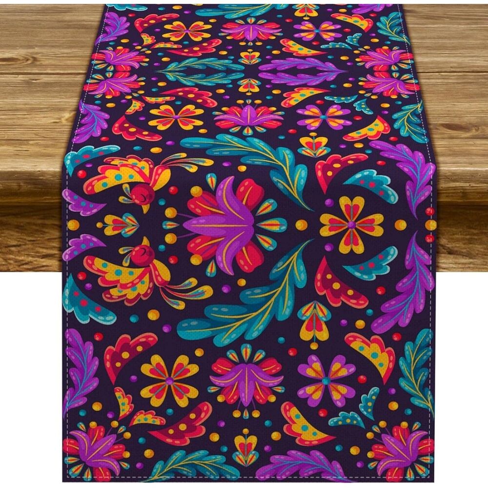 Table Runner for Fiesta Party, Dia De Los Muertos, Cinco De Mayo, 71" x 13"